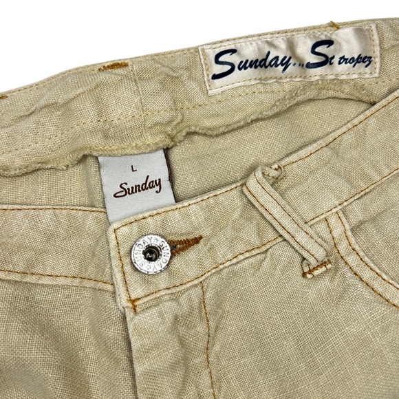 Sunday Saint Tropez Tan Linen Ankle Pants - Picture 8 of 9